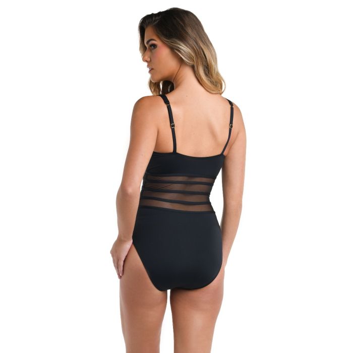 Sea Quest Fashions LA BLANCA Strappy Mesh One Piece, Island