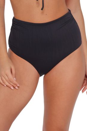 Capri High-Waist Bottom, Black Seagrass Texture