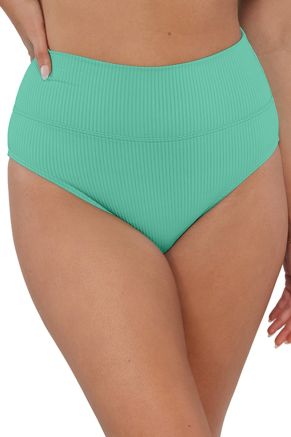 Hannah High Waist Bottom, Aqua Mist Sandbar Rib