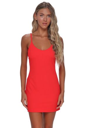 Zenya Cover Dress, Red Hot Rib