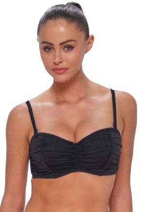 Loretta Bandeau Top, Black Seagrass Texture