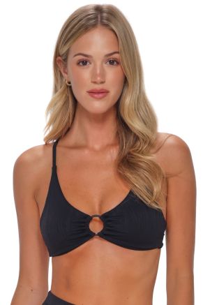 Carrie Crossback Top, Black Seagrass Texture