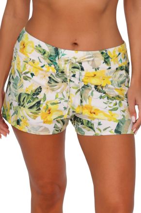 Laguna Swim Short, Isla Soleil Crepe