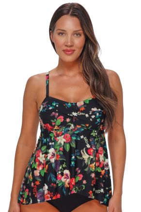 Molly Bandeau Tankini, Fleur Noire