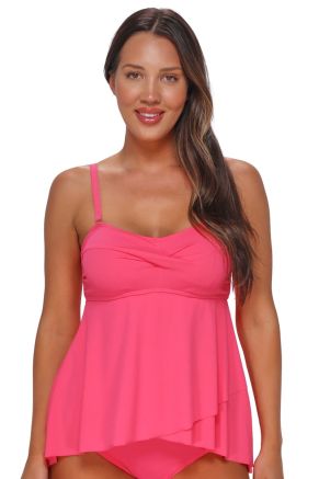 Molly Bandeau Tankini, Posy Pink Crepe