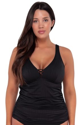 Emerson Tankini, Black Seagrass Texture