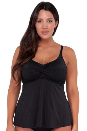 Tori Tankini, Black Seagrass Texture
