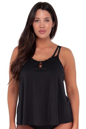 Sadie Tankini, Black Seagrass Texture