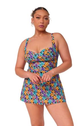 Sienna Swim Dress, Trellis Blooms