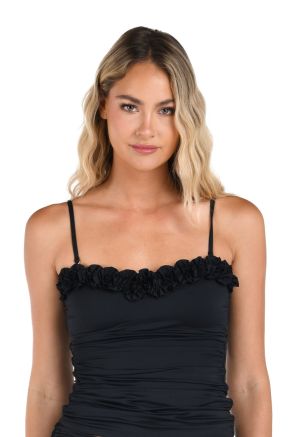 Ruffle Bandeau Tankini, Island Goddess Black