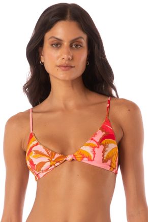 Sahara Fixed Triangle Top, Pink Palms