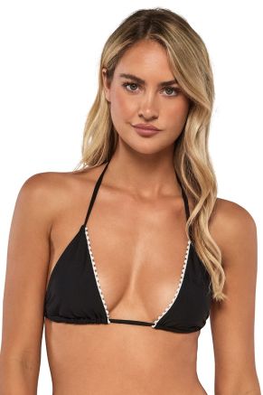 Pom Pom Triangle Top, Black