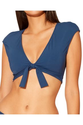 Tie Front Cap Sleeve Top, Kore Navy