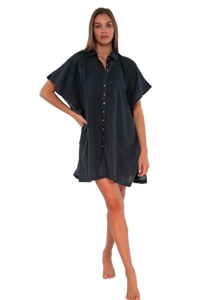 SUNSETS Shore Thing Tunic, Slate Seagrass Texture