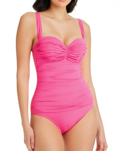 BLEU by ROD BEATTIE Shirred Bandeau One Piece, Kore Pink Bling